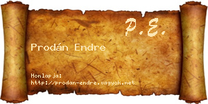 Prodán Endre névjegykártya